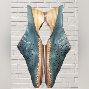 PIKOLINOS Women's Teal Perforated Mules